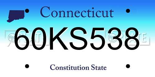 60KS538 Connecticut License Plate