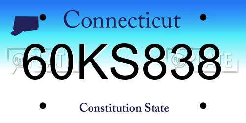 60KS838 Connecticut License Plate