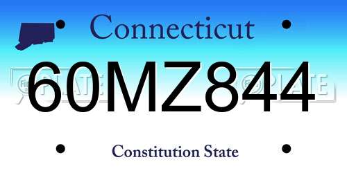 60MZ844 Connecticut License Plate