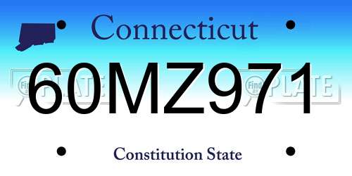 60MZ971 Connecticut License Plate