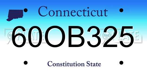 60OB325 Connecticut License Plate
