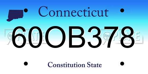 60OB378 Connecticut License Plate