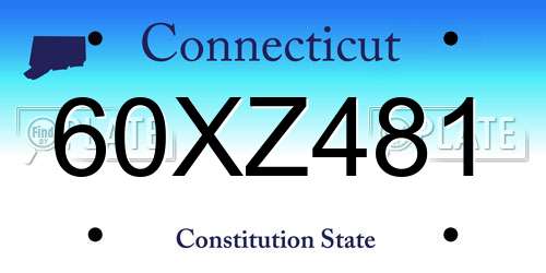 60XZ481 Connecticut License Plate