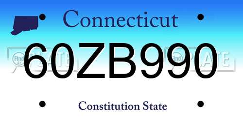 60ZB990 Connecticut License Plate
