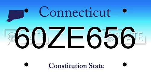 60ZE656 Connecticut License Plate