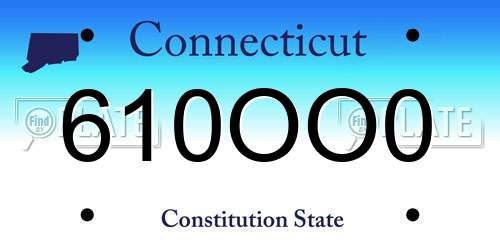 610OO0 Connecticut License Plate