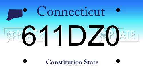 611DZ0 Connecticut License Plate