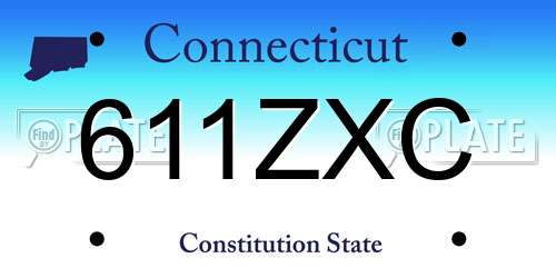 611ZXC Connecticut License Plate