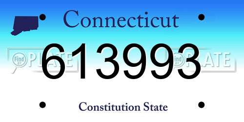 613993 Connecticut License Plate