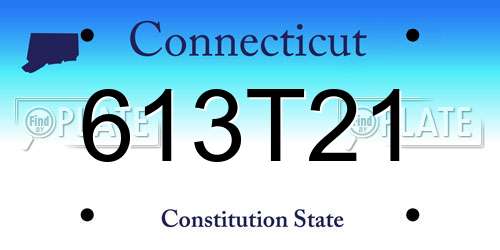 613T21 Connecticut License Plate
