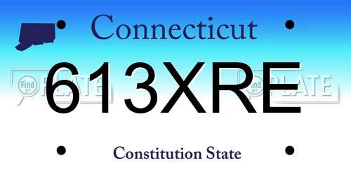 613XRE Connecticut License Plate