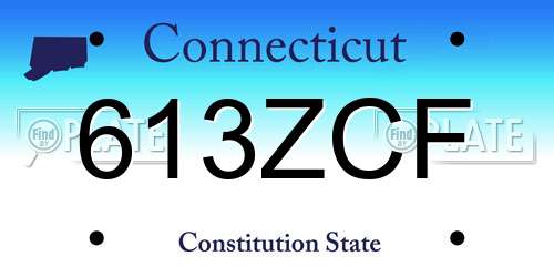613ZCF Connecticut License Plate