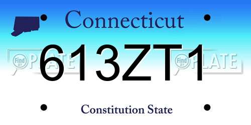 613ZT1 Connecticut License Plate