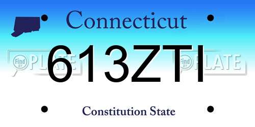 613ZTI Connecticut License Plate