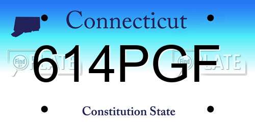 614PGF Connecticut License Plate