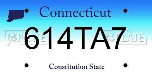 614TA7 Connecticut License Plate