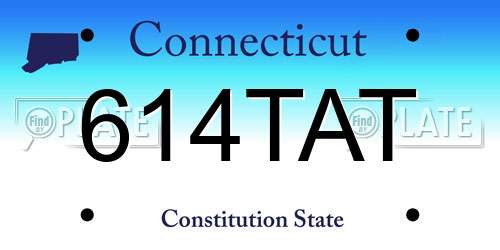 614TAT Connecticut License Plate