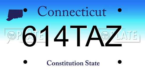 614TAZ Connecticut License Plate