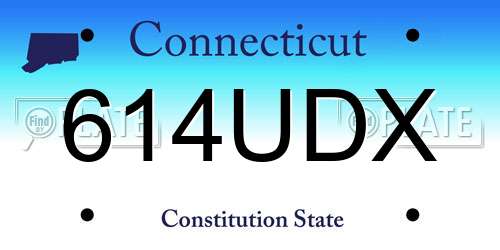 614UDX Connecticut License Plate