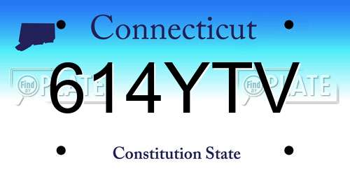 614YTV Connecticut License Plate