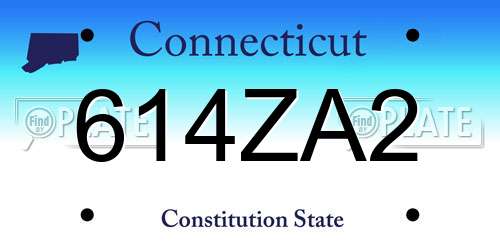 614ZA2 Connecticut License Plate