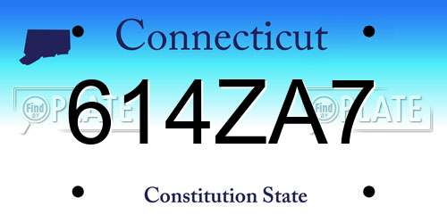 614ZA7 Connecticut License Plate