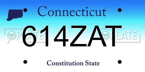 614ZAT Connecticut License Plate