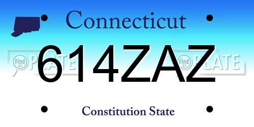 614ZAZ Connecticut License Plate