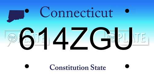 614ZGU Connecticut License Plate