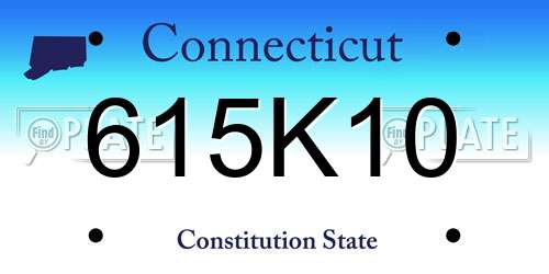615K10 Connecticut License Plate