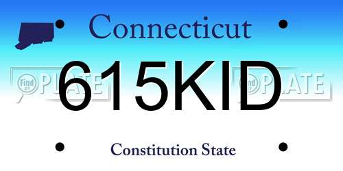 615KID Connecticut License Plate