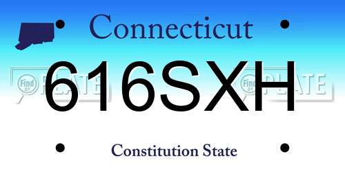 616SXH Connecticut License Plate