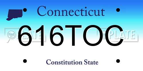616TOC Connecticut License Plate