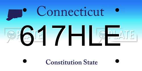 617HLE Connecticut License Plate