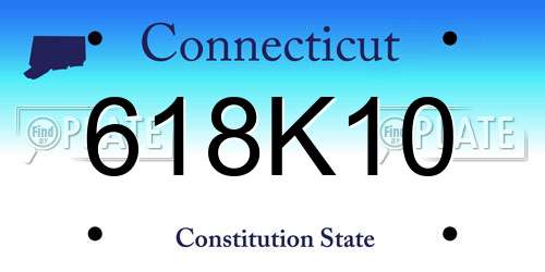 618K10 Connecticut License Plate