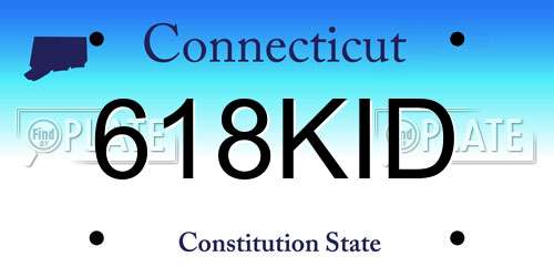618KID Connecticut License Plate