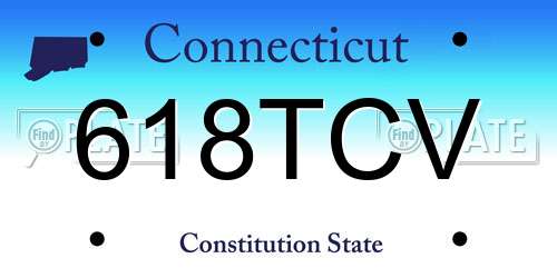 618TCV Connecticut License Plate