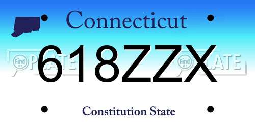 618ZZX Connecticut License Plate