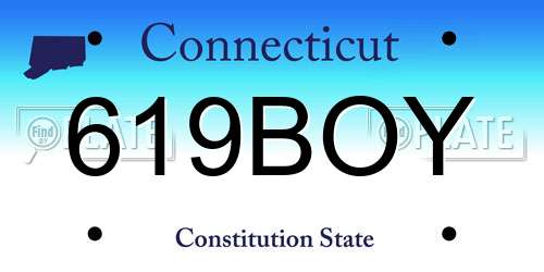 619BOY Connecticut License Plate
