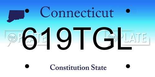 619TGL Connecticut License Plate