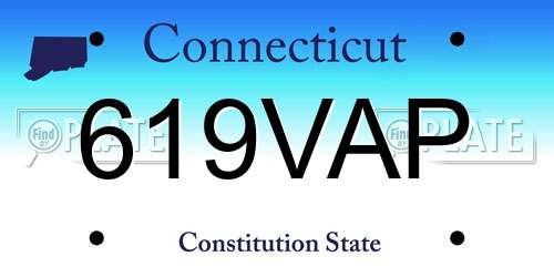 619VAP Connecticut License Plate