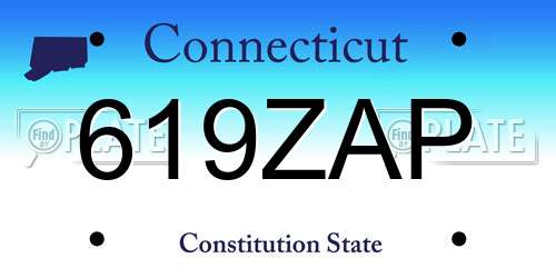619ZAP Connecticut License Plate