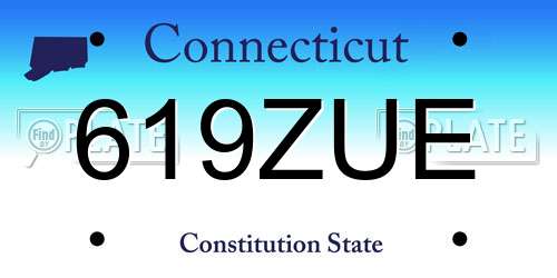 619ZUE Connecticut License Plate