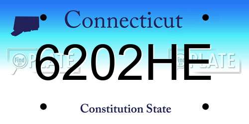 6202HE Connecticut License Plate