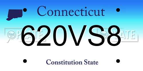 620VS8 Connecticut License Plate
