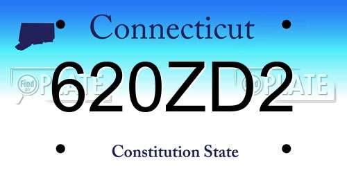620ZD2 Connecticut License Plate