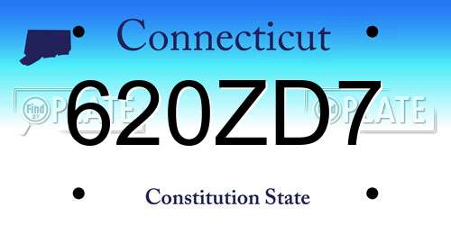 620ZD7 Connecticut License Plate