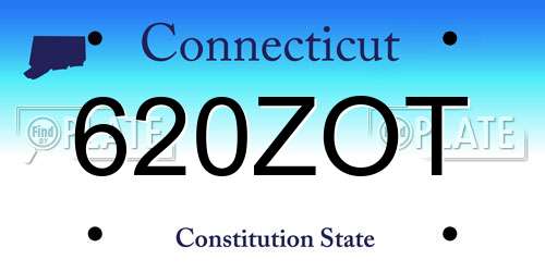 620ZOT Connecticut License Plate