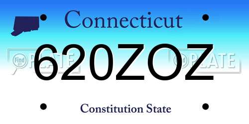 620ZOZ Connecticut License Plate