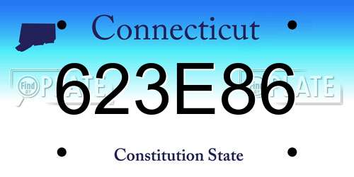 623E86 Connecticut License Plate